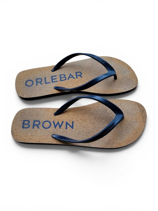 Orlebar Brown Haston Men\'s Size 12/13 Navy Blue Cork Flip Flops main image 9